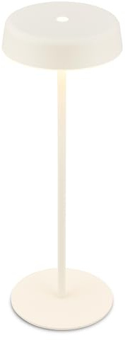 BRILONER - Rechargeable LED Table Lamp IP44 with Touch, Dimmable, Warm White Light, LED, Battery Table Lamp, Bedside, 13X36.5 cm, Off White