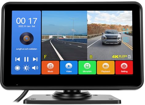Motorsi 4K Monitor Cámara 7 Pantalla Táctil IPS Cámara De Marcha Atrás Cableada Monitor Impermeable IP68, Soporta Grabación En Bucle, BSD, DC 9V-32V