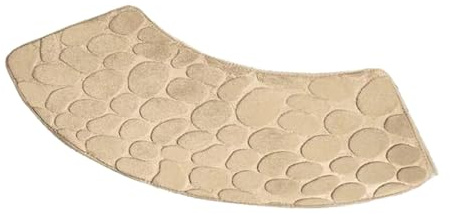 Gebogene Duschvorleger Eckdusche Einfarbige Duschraum-verdickte Bodenmatte Badezimmer pelzige halbrunde Anti-Rutsch(Beige)