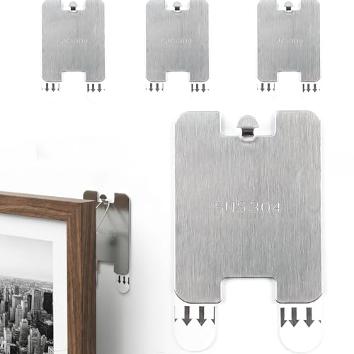DAQUN 4 Pack No Nails Picture Hooks, Adhesive Hangers with Strips for Damage-Free Wall Decor