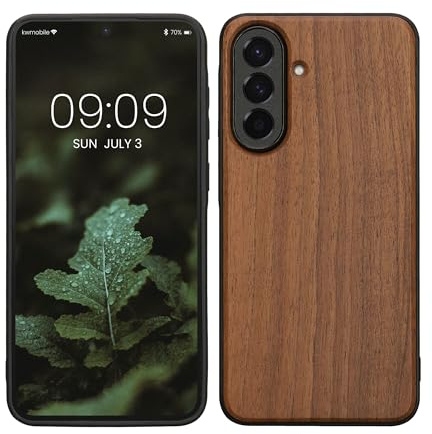 kwmobile Handyhülle für Samsung Galaxy A37 5G Hülle Holz - Case mit TPU Bumper - Stoßfestes Hardcase - Schutzhülle Cover in Dunkelbraun