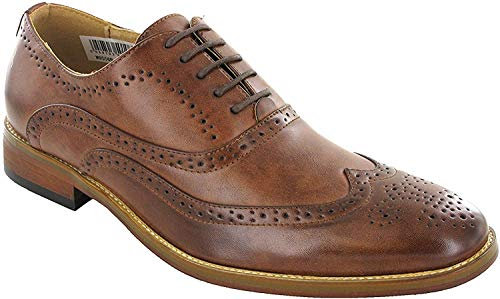 Goor Mens 5 Eye Wing Capped Oxford Brogues - Mid Brown, UK 6