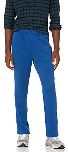 Amazon Essentials Pantaloni Sportivi in Pile con Fondo Aperto (Disponibili in Taglie Extra Forti) Uomo, Blu, L