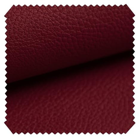 novely® NEUSS - Genarbtes Kunstleder - Möbelstoff in Echtleder-Optik - Robuster Polsterstoff - Pflegeleichte Meterware 1lfm | Farbe: 09 Dunkelrot
