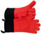 GEEKHOM Silicone Oven Gloves Heat Resistant Silicone Oven Mitts BBQ Gloves Waterproof Kitchen Gloves for Barbecue Grilling Weber Microwave, Non-Slip Oven Gloves with Fingers, Red
