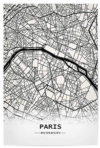 artboxONE Poster 30x20 cm Städte Paris Retro Map hochwertiger Design Kunstdruck - Bild Retro Eifelturm Frankreich