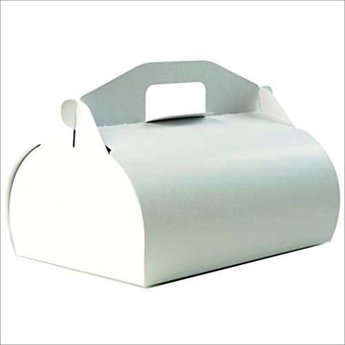 Andreas Ritter Verpackungen Kuchentragebox mit Griff, 25 Stück, 18x26x19cm (Füllhöhe 13cm), weiß, ohne Aufdruck, aus Karton 500g/qm, inkl. 25 Stück Pappteller