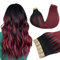 DOORES Remy Tape Extensions Echthaar, Tiefschwarz bis Rot 60cm (24zoll) 50g 20pcs, Hair Extensions Tape in Full Thick Ends Haarteil für unsichtbare Tape Extensions