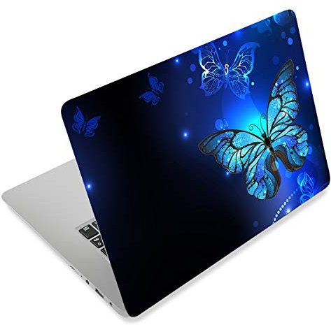 Laptop-Aufkleber, 30,5 cm (12 13 14 15 15,6 Zoll), wiederverwendbar, für Toshiba HP, Samsung Dell Apple Acer Leonovo, Sony Asus Laptop, Notebook, Blau/Schmetterling