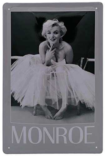 30 x 20 cm Retro Blechschild passend für Marilyn Monroe Film Fans, Deko Kino Schild, geprägtes Stahlblech