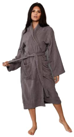 Brentfords Peignoir de luxe 100% coton éponge très absorbant, taille unique, gris charbon, taille unique