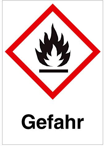 GHS-Aufkleber GHS-Symbol GHS02 Flamme - Gefahr 18 x 26 mm 500er Rolle