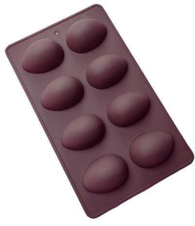 Moule en silicone pour œufs de Pâques 8 bombes à chocolat Moules à 8 cavités Coquilles de chocolat cassables Demi-sphères Moule à œufs en forme d'autruche Moule à gâteau, bonbons (café, 1 pièce)
