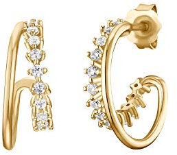 NOELANI Creolen 925 Sterling Silber Damen Ohrschmuck, mit Zirkonia synth., 1,6 cm, Gold, Kommt in Schmuck Geschenk Box, 2031568