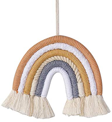 QPY Wandbehang für Kinderzimmer, Makramee, Wanddekoration zum Aufhängen, Regenbogen, Baumwollseil, Makramee, Baumwolle, farbig, Wandbehang, Dekoration für Kinderzimmer, Kinderzimmer