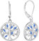 JO WISDOM Damen Ohrringe Hängende Baum des lebens Silber 925,Ohrhänger Lebenbaum mit 5A Zirkonia Kristall März Geburtsstein Aquamarin Farbe,Schmuck für Frauen