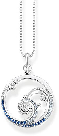 Thomas Sabo Damen Kette Welle mit blauen Steinen, aus 925 Sterlingsilber, Länge 45cm, KE2143-644-1-L45V