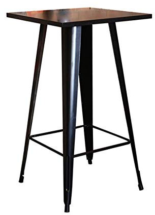 HUOLE Table Noire Haute carrée Mange Debout Style Industriel en métal,Table Repas Extensible Design Industriel,piètement métal Noir,Plateau MDF Effet boisé(60 * 60 * 103cm (Panneau Noir))