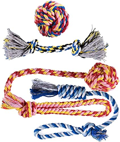 Set di Giocattoli per Cani Masticatori, Giocattoli di Corda Cane,4 Pezzi Giocattoli per Dentizione per Cani Cuccioli Piccoli e Media Taglia,per la Pulizia dei Denti (4 pezzi)