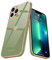 Teageo for iPhone 13 Pro Max Case Cute Heart Pattern for Women Girls Slim Luxury Bling Plating Soft TPU Anti-Scratch Shockproof Bumper Phone Case for iPhone 13 Pro Max, Light Green