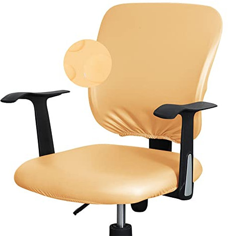 Bestenrose Bürostuhl Stuhlhussen Bezug 1 Stück PU Leder Stuhlbezug Bürostuhl wasserdichte Stretch Stuhlüberzug Stuhl Husse für Computer Armlehnen Stühle (Hellgelb, Packung mit 1 Stück)