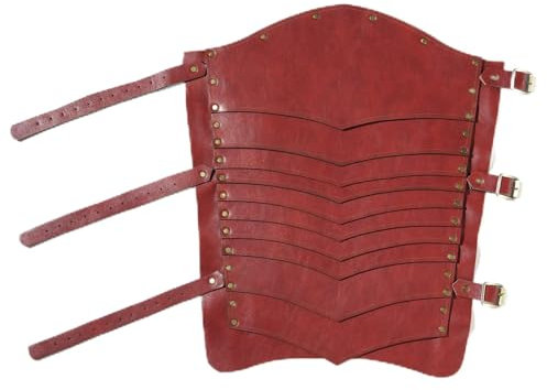 Freebily Unisex Renaissance Mittelalter Beinschutz Gladiator Beinrüstung Gothic Punk Bein Stulpen Schuhe Abdeckung Cosplay Halloween Fasching Burgundy One Size