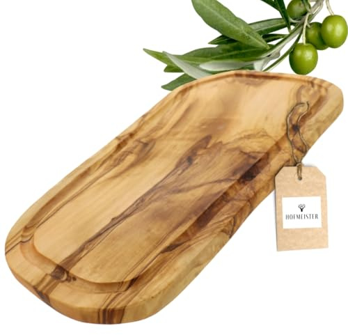 HOFMEISTER® Planche à découper avec rigole en bois d'olivier 40 cm