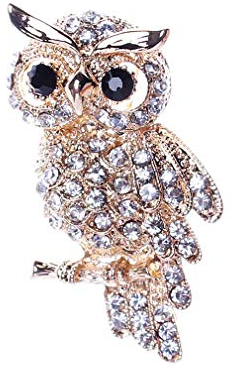 Elegante Strass Eule Brosche Cartoon niedlichen Tier Eule Brosche Kleid Pullover Mantel Ornament, goldene weiße Diamanten beliebt stilvoll und beliebt Nützlich und modisch