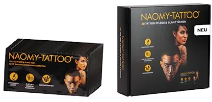 NAOMY-TATTOO - Tattoo Pflege für verblasste, matte Tattoos I neuer Glanz und strahlende Farbintensität I 100% natürliche Inhaltsstoffe I vegan I ohne Tierversuche (SET 3): 20x Tücher
