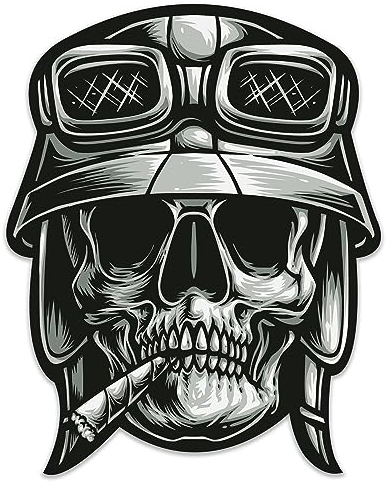Biomar Labs 1 x Vinyl Aufkleber Totenkopf Schädel Skull Biker Autoaufkleber Sticker Auto Motorrad Fahrrad Fenster Tür Helm Scooter B 57