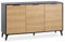 HOMN LIVING Anrichte Kalma 3 Türen, Schwarz gebürstet und Holz, 136 cm (Breite) 40 cm (Tiefe) 76 cm (Höhe)