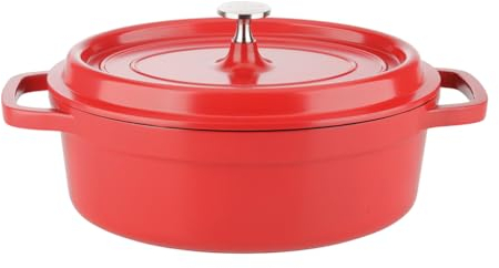 Sitram 712900, COCOTTE ovale en fonte d'aluminium 6,2 litres - Extérieur Rouge et intérieur noir - toutes sources de chaleur y compris induction
