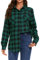 Timuspo Hemd Damen Kariertes mit Knopfleiste Flanell Langarm Hemden Lässiges Hemdbluse Oktoberfest Bluse Karo Tunika Baumwolle Oberteile Grün/M