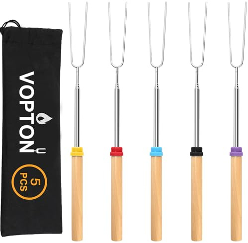 5 Stück Marshmallow-Bratstäbe für Feuerstelle, lang, 81,3 cm, Smores Sticks Spieße, Smores Kit für Feuerstelle, Premium-Teleskop-Hot Dog-Bratstäbe für Lagerfeuer, Zubehör, Outdoor, Camping VOPTON