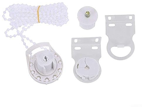 FUBESK Rollobeschläge, 38mm Rollohalterungen, Vorhangrollo-Zubehör, Kunststoff-Ersatz-Rollo-Ersatzreparatur-Set, 300 cm Perlenkette, Ersatz-Set für Gardinenstangen