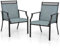 COSTWAY Garden Chairs Set of 2, Outdoor Metal Frame Texteline Dining Chairs with High Back and Armrests, All-Weather Patio Bistro Chair Deck Seats for Backyard Lawn Porch (Blue, 66 x 61 x 91 cm)