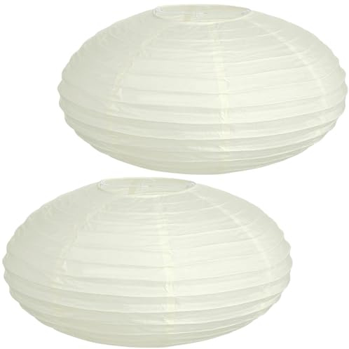 Artibetter Paper Lanterns, 2pcs Paper Lampshades for Ceiling Lights, Foldable Lamp Shades, Japanese Pendant Light Shades for Living Room Bedroom (Beige)