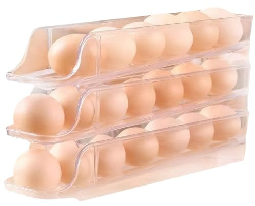 Eierhalter für Kühlschrank, Eierhalter für Kühlschrank 3 Stufen Eierschalen Stapelbar Eierspender hält 21 Eier automatisch rollen klare Plastikkühlschrank -Eier -Organisatoren und Lagerung mit Deckel