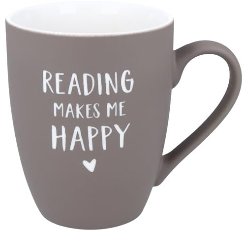 Spruchreif | SOFT-TOUCH-Tasse mit beidseitiger Gravur | Geschenk Buchliebhaber | Bücherwurm | 350 ml