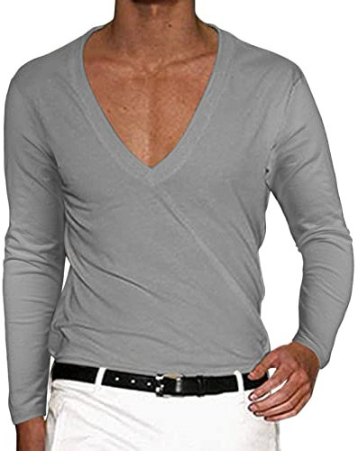 Langarm-T-Shirt für Herren, langärmelig, V-Ausschnitt, solider Pullover, lässig, Herren-T-Shirt, Herrenbluse, Herren-Camping-Shirts, Herren-Hemden, langärmelig, schwarzes Langarm-T-Shirt mit Tasche,