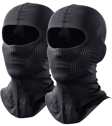 WTACTFUL 2pcs Sturmhaube Motorrad Sommer Atmungsaktiv Sturmmaske Schwarz Balaclava Ski Maske für Motorrad Fahren Snowboarden Herren/Damen