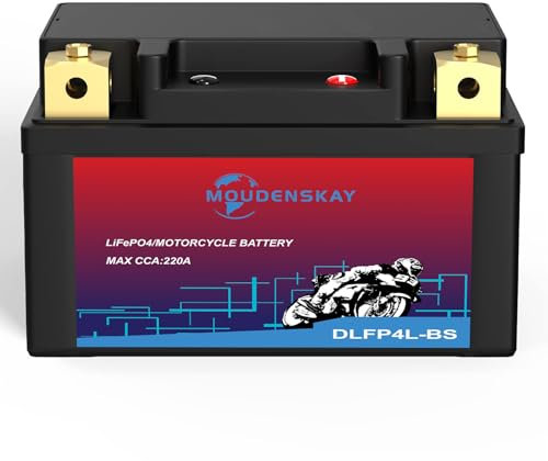 MOUDENSKAY Batteria al litio per moto 12V batteria al litio moto Powersports con BMS, YTX4L-BS, 2,5 Ah, 220CCA LiFePO4, per moto, ATV, UTV, scooter, motoslitta e altro ancora