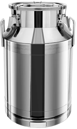 NaMaSyo Milchkanne Schwerlast aus Edelstahl Milchkanne Transportkanne kanne mit Spannverschluss und Gummidichtung Große Vintage Bauernhof Milchkännchen für Dekoration und Lagerung 60L (40L)