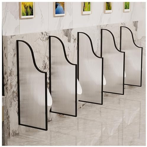 Stainless Steel Frame Wall mounted Urinal Divider for Men's Toilet Partition Translucent Safety Glass Waterproof Urinal Baffle Screen for Schools/Shopping Malls (Black, 3pcs)