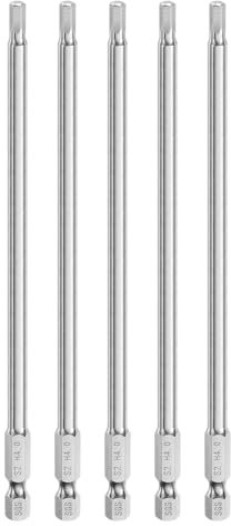 sourcing map 5pcs Hex Head Wrench Drill Bit 4mm (H4) Metric 1/4 Hex Shank 150mm (6) Long Magnetic S2 Steel Screwdriver Bits Industrial Grade Hexagon Flat Tip Drill Bits for Screws