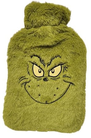 Cozy Holiday Hot Water Bottle with Festive Grinch Inspired Design Ideal for Comfort and Warmth During Cold Winter Nights and Seasonal Relaxation