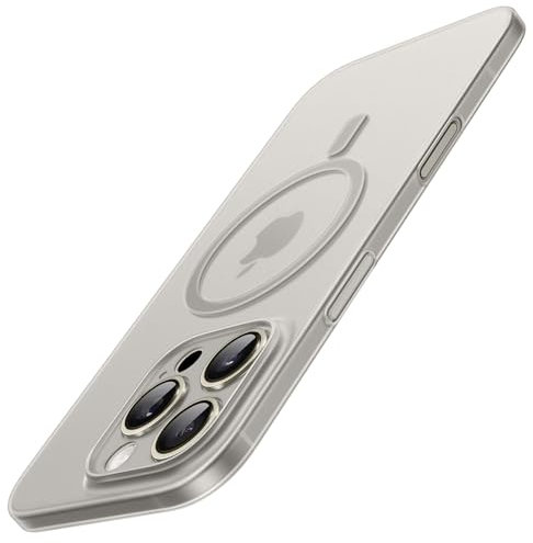 JETech Cover Magnetica Ultra Slim per iPhone 16 Pro Max 6,9 Pollici Compatibile con MagSafe, Obiettivo per Fotocamera Protezione Completa, Leggera Opaca Custodia Rigida in PP (Titanio Naturale)