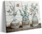 Green Flower Pictures Nature Canvas - Framed Prints Wall Art Girl Floral in Vase Paintings 0302