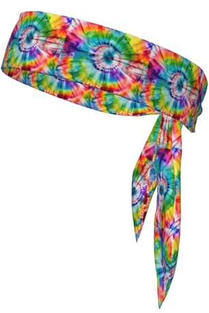 Batik-Stirnband, Hippie-Druck, weich, atmungsaktiv, verstellbares Kopfband für Uni-Komfort