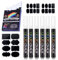 Famvida 6pcs White Chalk Pens for Blackboards, Wipeable Chalks Pen White, Chalks Labels and Pens for Jars and Window Glass Writing Marker (3mm & 6mm Reversible Tip) with 45 Labels